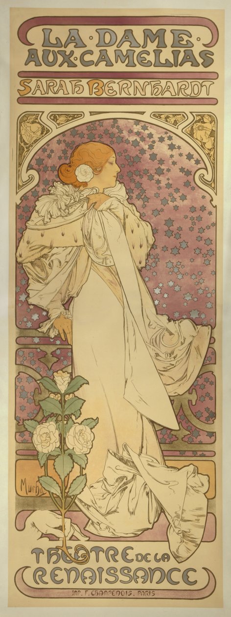 „La Dame aux Camélias” z Sarah Bernhardt autorstwa Alphonse Mucha