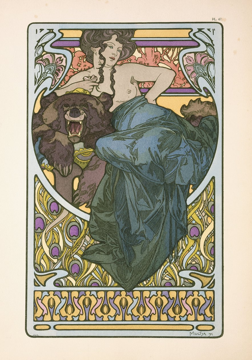 Tablica 47 z książki „Documents Decoratifs”, wydanej w 1902, 1902 autorstwa Alphonse Mucha