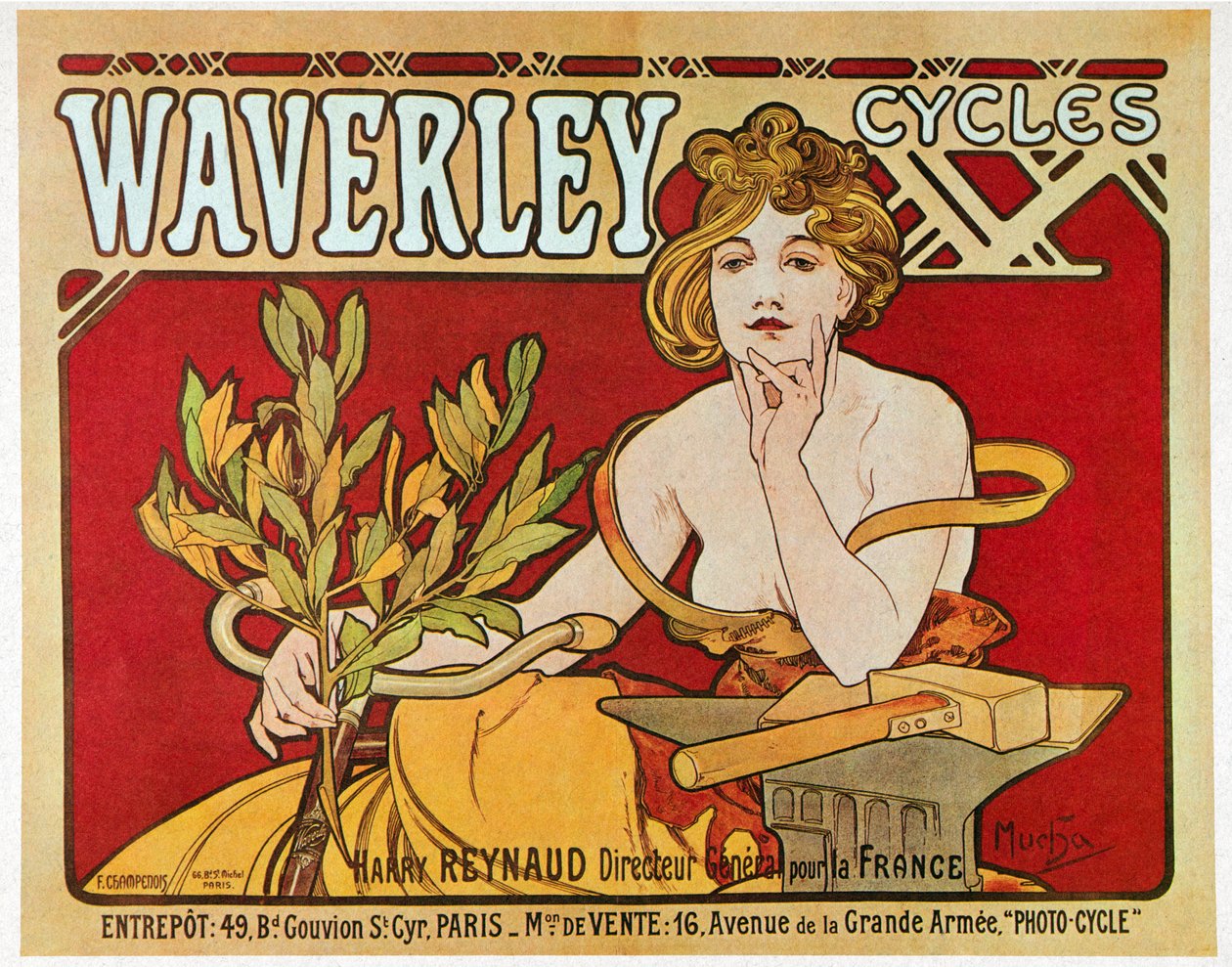 Plakat reklamujący cykle Waverley autorstwa Alphonse Mucha