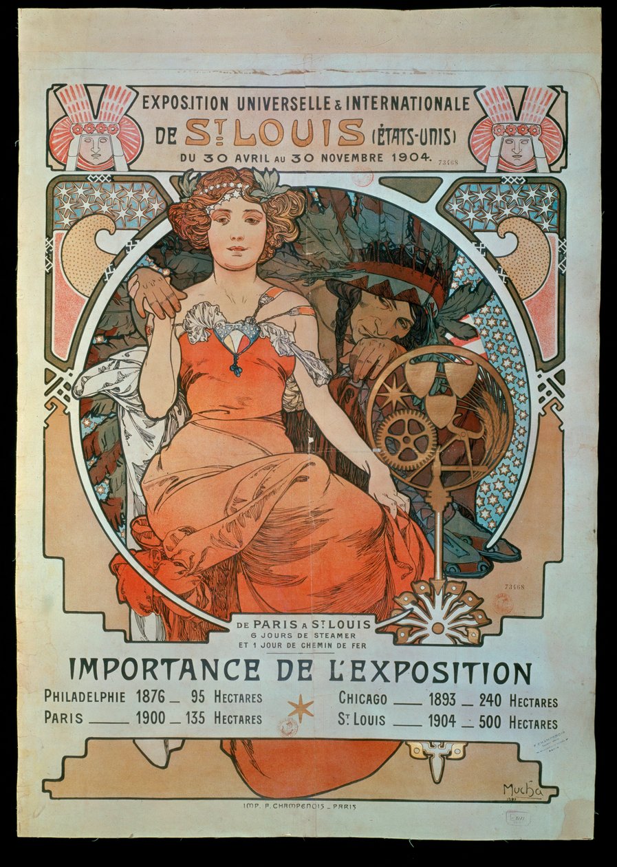 Plakat Uniwersalnej i Międzynarodowej Wystawy ... autorstwa Alphonse Marie Mucha