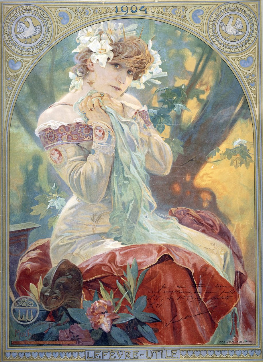Sarah Bernhardt w roli księżniczki Lointaine, 1904 autorstwa Alphonse Mucha
