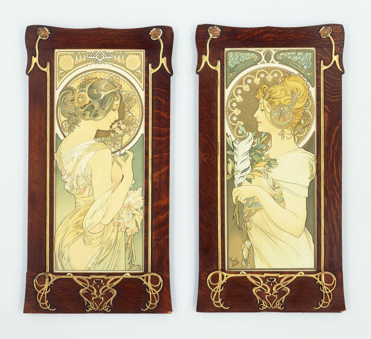 Pierwiosnek i pióro; Wiosna i Pióro, 1899 autorstwa Alphonse Mucha