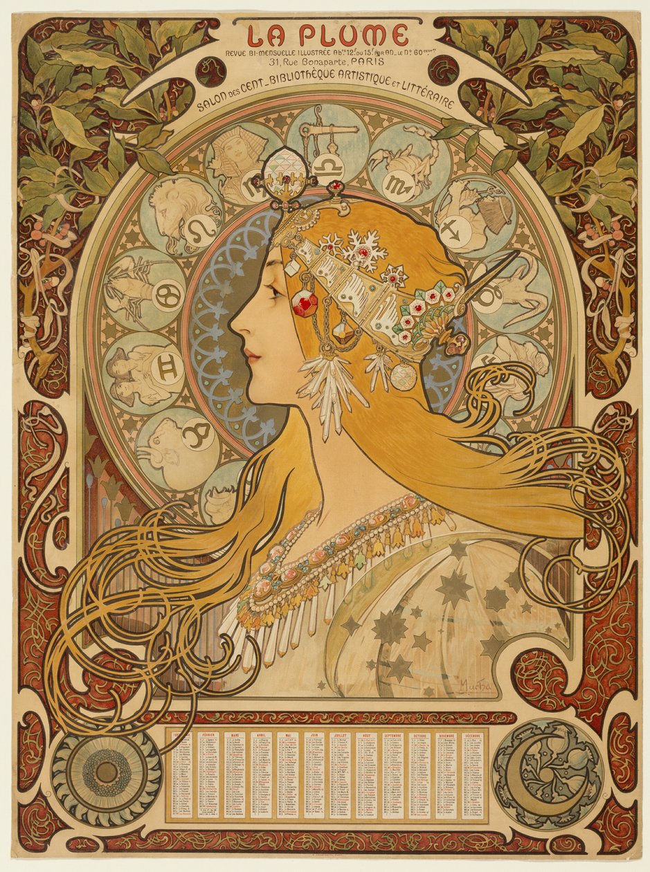 Zodiak ( „Pióro”) autorstwa Alphonse Marie Mucha