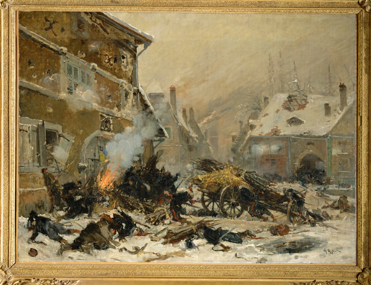 Atak na zabarykadowany dom w Villersexel, armia wschodnia ... (obraz na płótnie) autorstwa Alphonse Marie de Neuville