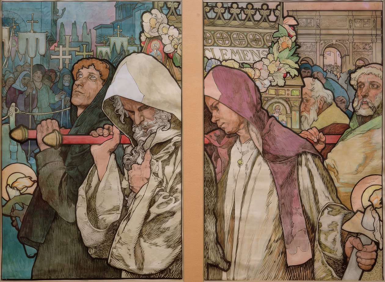 A. Mucha, okno św. Wita w Pradze / tektura 1931 autorstwa Alphonse Mucha