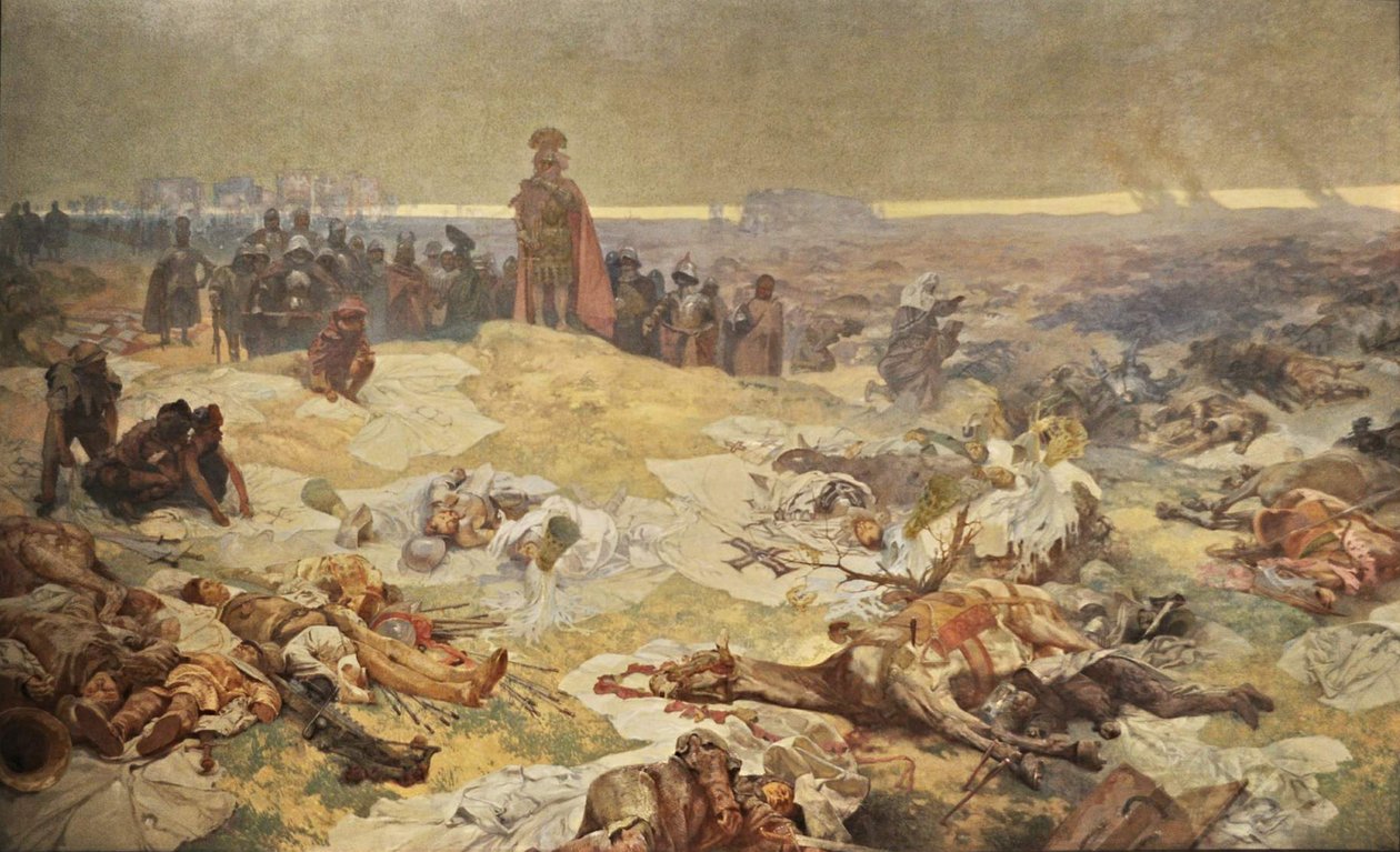 Po bitwie pod Grunwaldem. Solidarność Słowian Północnych Cykl Epopeja słowiańska autorstwa Alphonse Mucha