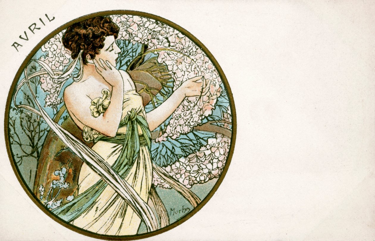 „Kwiecień”, 1900 autorstwa Alphonse Mucha