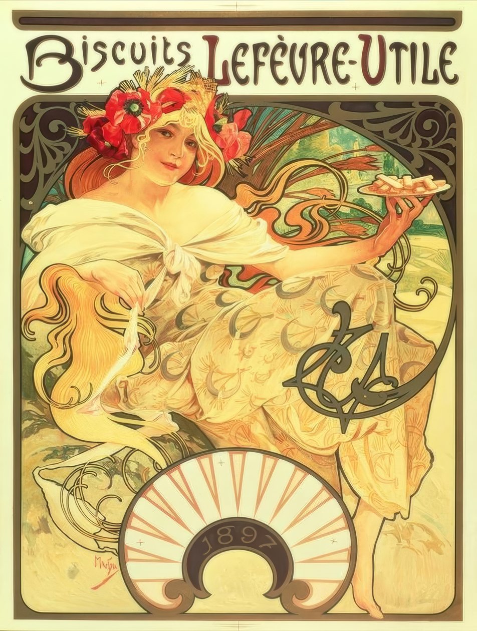 Herbatniki Lefèvre-Utile autorstwa Alphonse Mucha