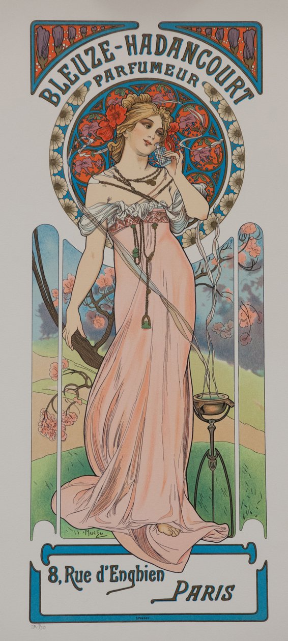 Bleuze - perfumiarz Hadancourt, ok. 1899. autorstwa Alphonse Mucha