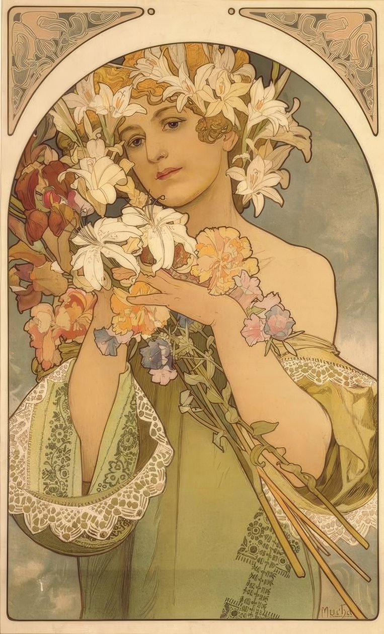 kwiat autorstwa Alphonse Mucha