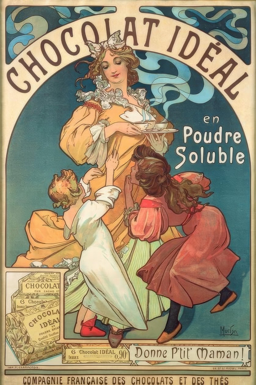 Idealny proszek rozpuszczalny w czekoladzie autorstwa Alphonse Mucha