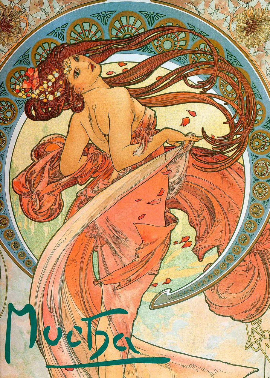 Taniec Z cyklu Sztuka, 1898 autorstwa Alphonse Mucha