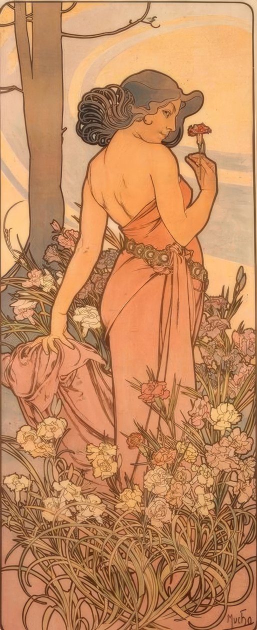 Goździk autorstwa Alphonse Mucha