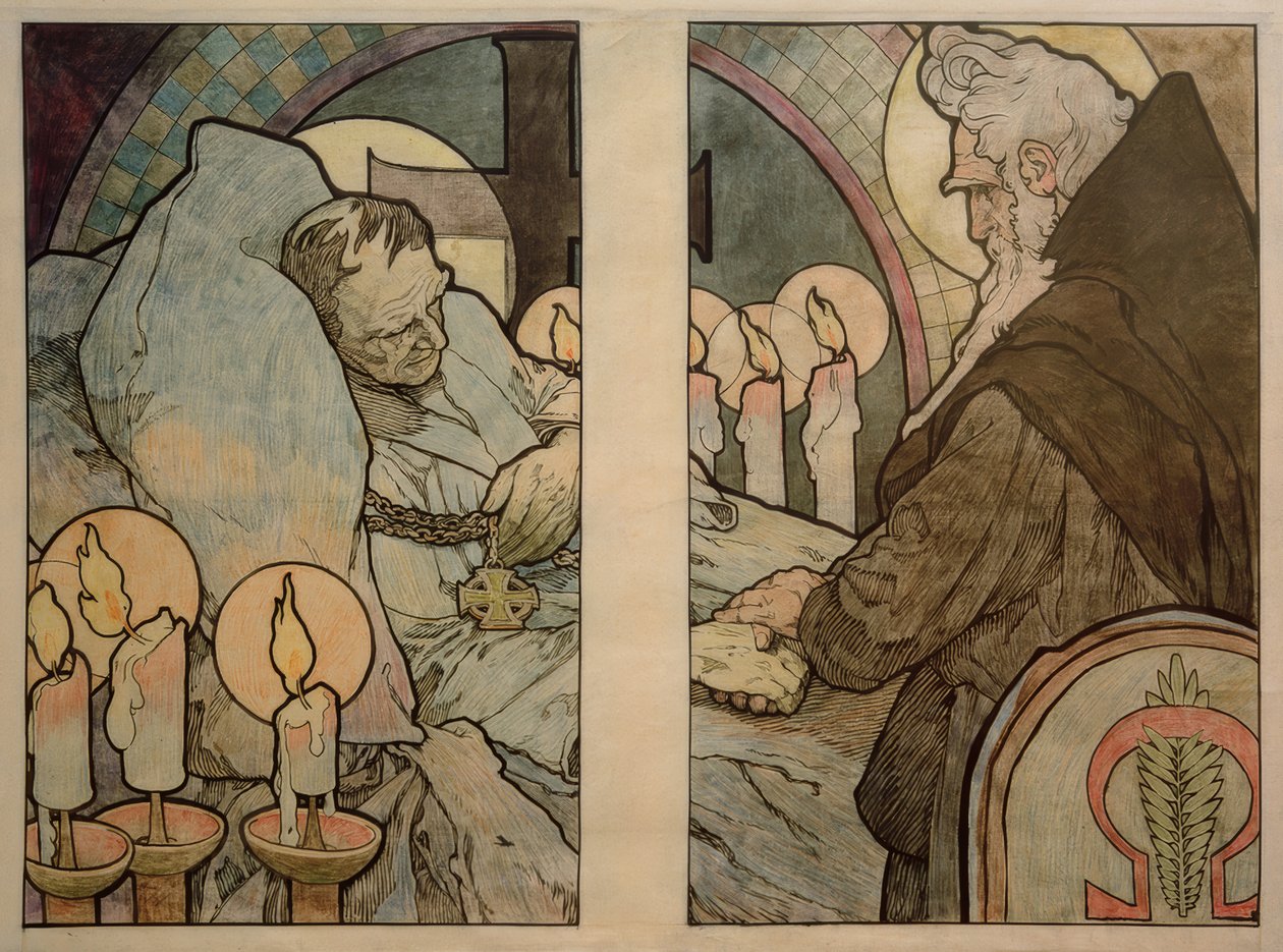 Okno św. Wita w Pradze, karton 1931 autorstwa Alphonse Mucha