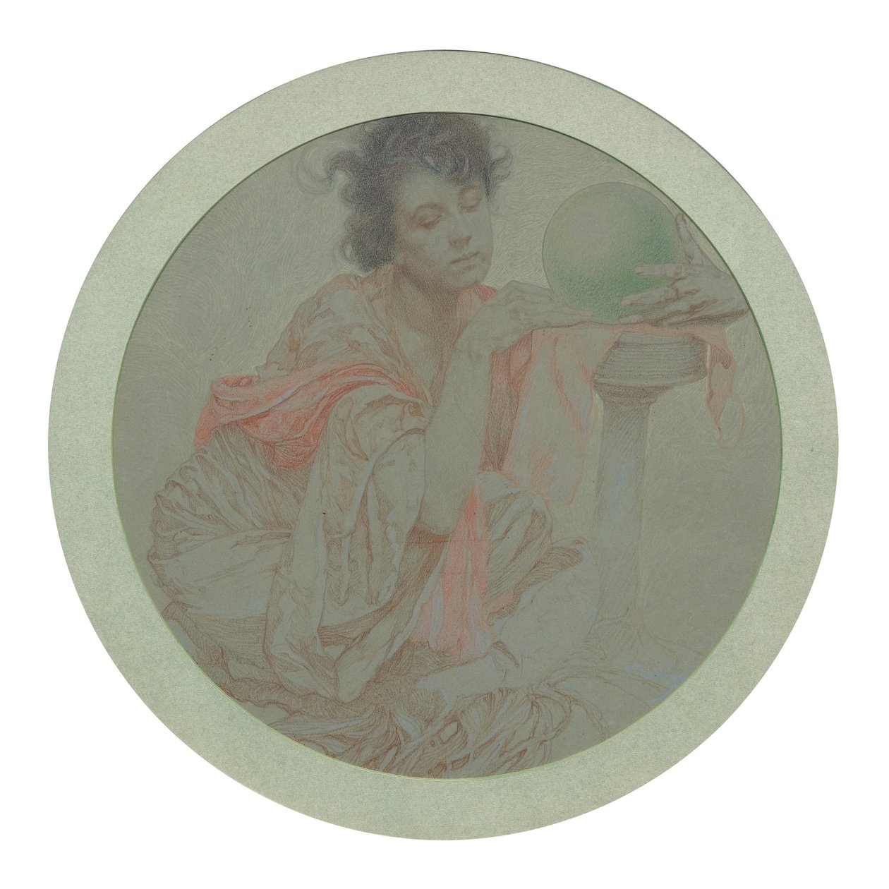 Wróżka z kryształową kulą. autorstwa Alphonse Mucha