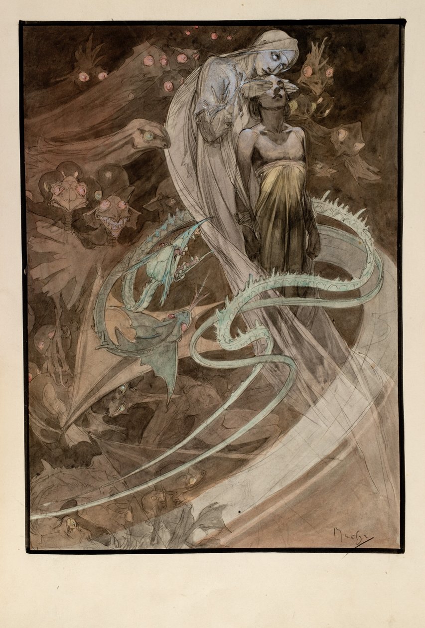 Ilustracja do ilustrowanego wydania Le Pater autorstwa Alphonse Mucha