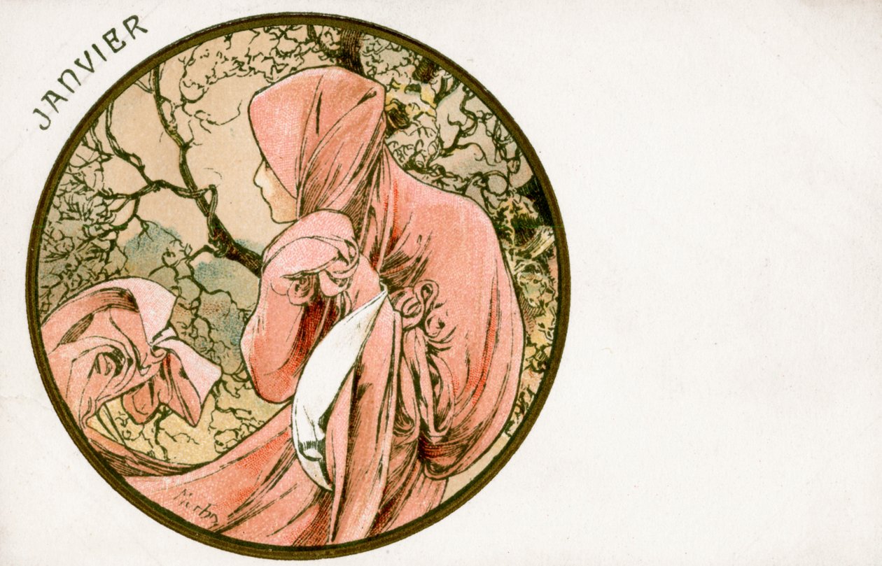 „Styczeń”, 1900 autorstwa Alphonse Mucha