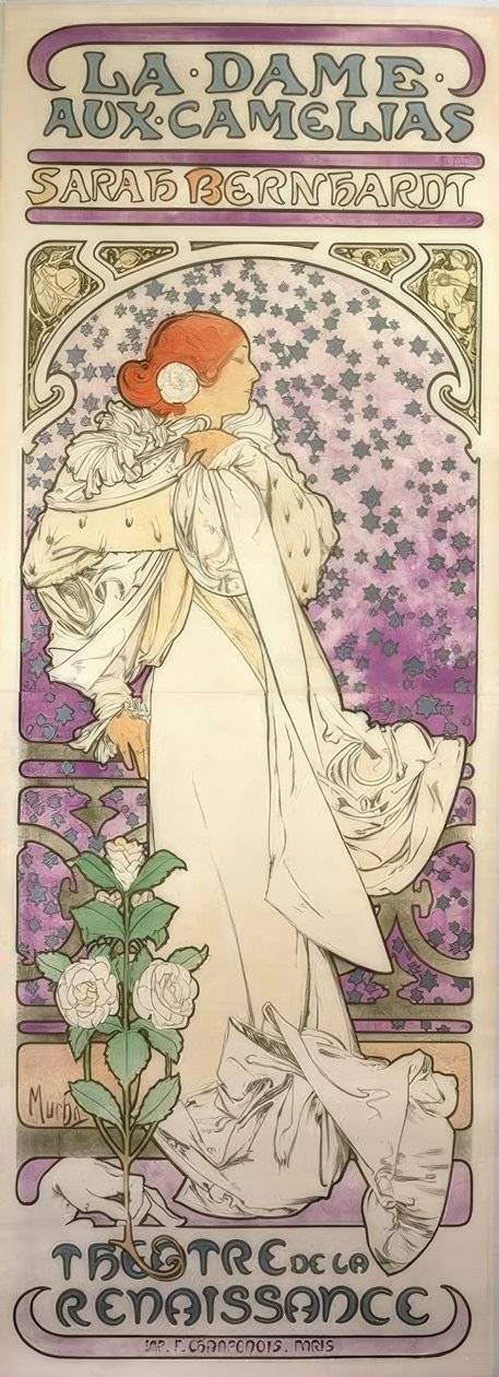 La Dame aux Camelias / Teatr Renesansowy autorstwa Alphonse Mucha