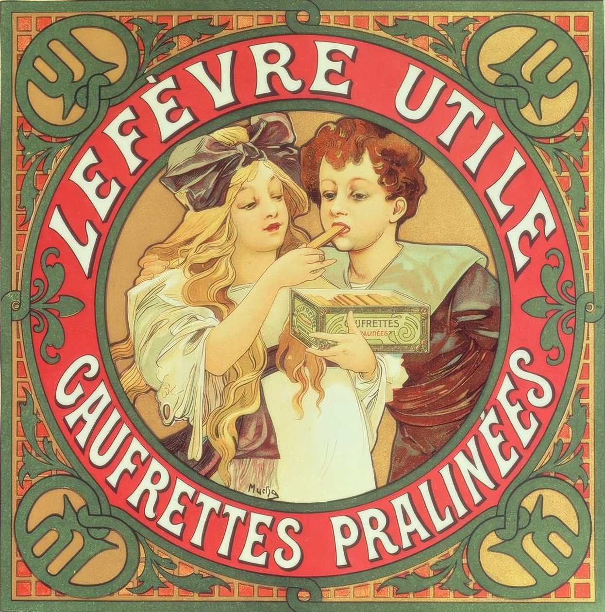 Lefèvre-Utile / Wafle pralinowe autorstwa Alphonse Mucha