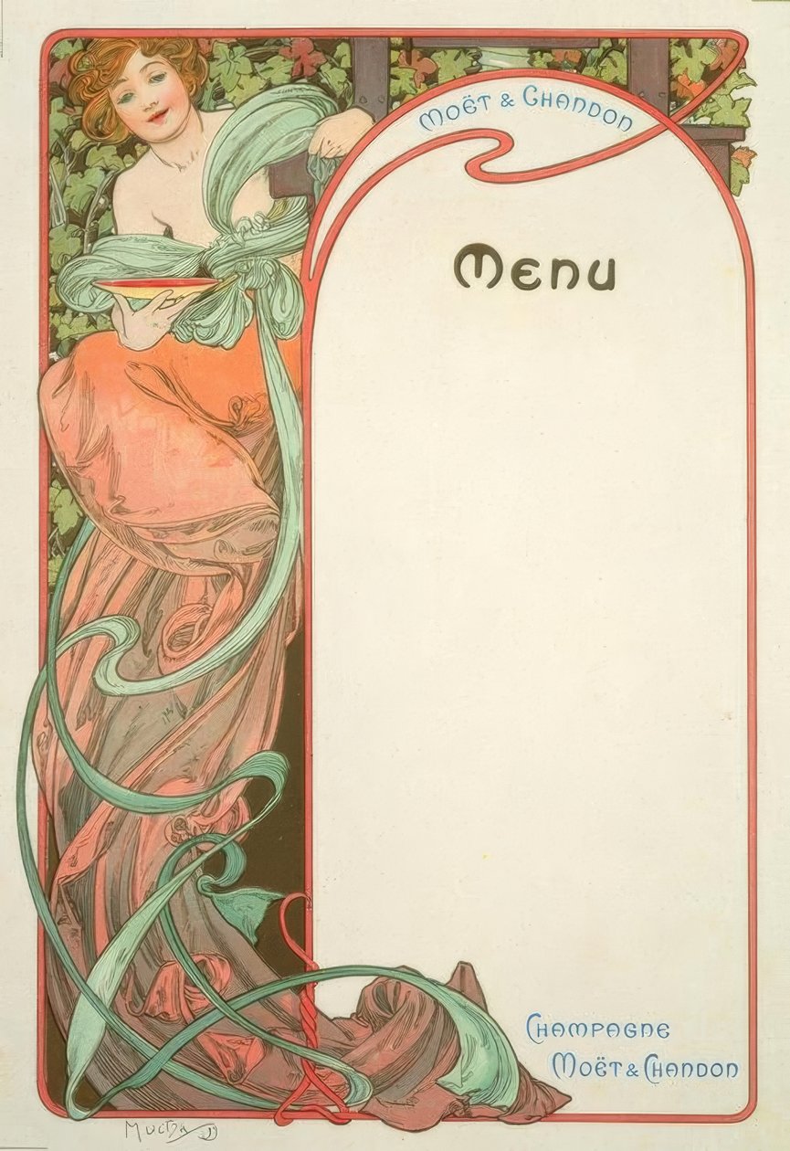 Moët & Chandon / Menu autorstwa Alphonse Mucha