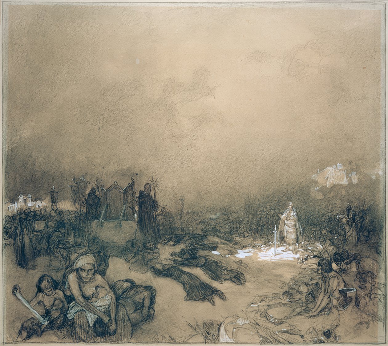 Po bitwie na górze Vítkov autorstwa Alphonse Mucha