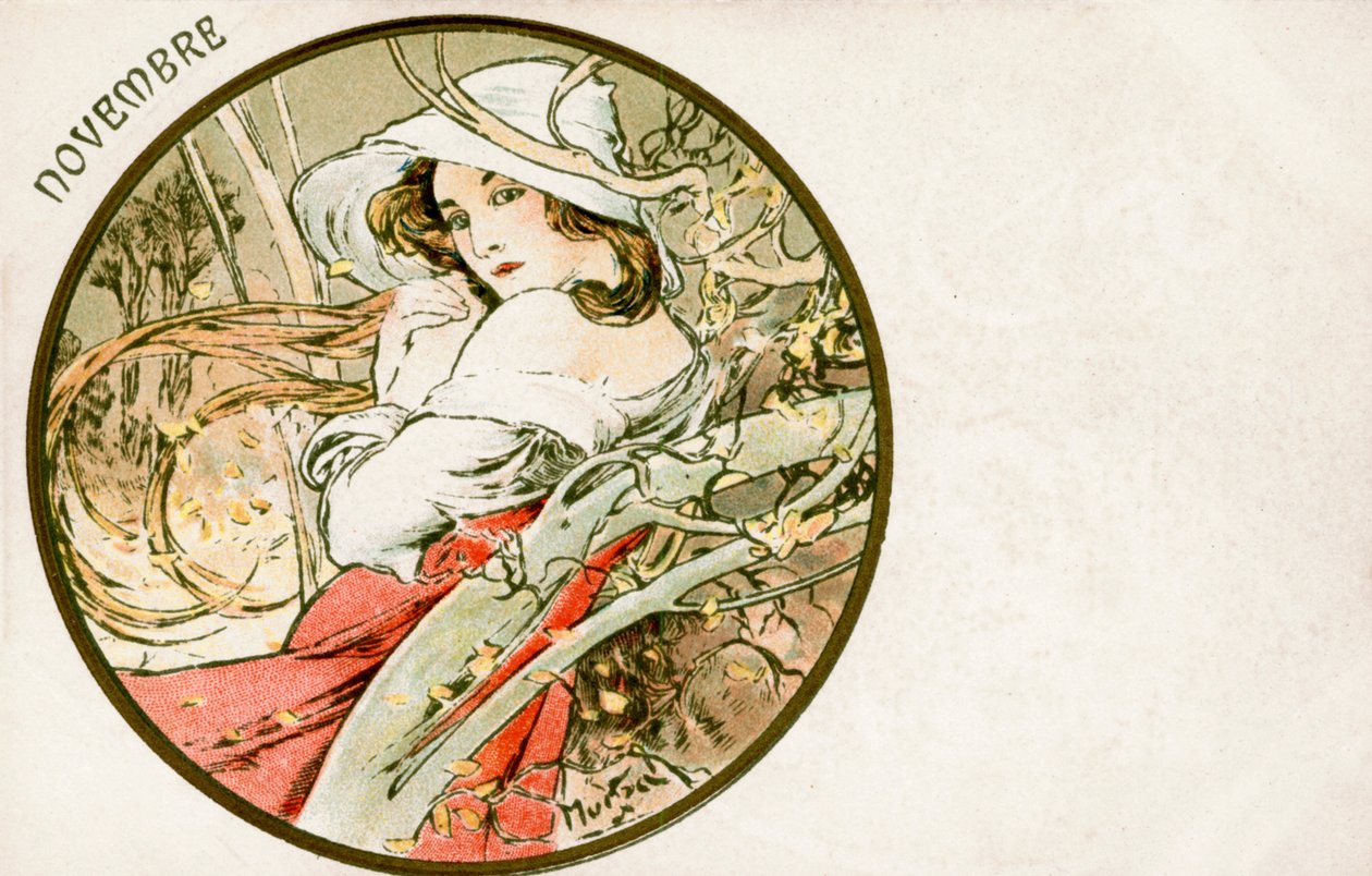 „Listopad”, 1900 autorstwa Alphonse Mucha