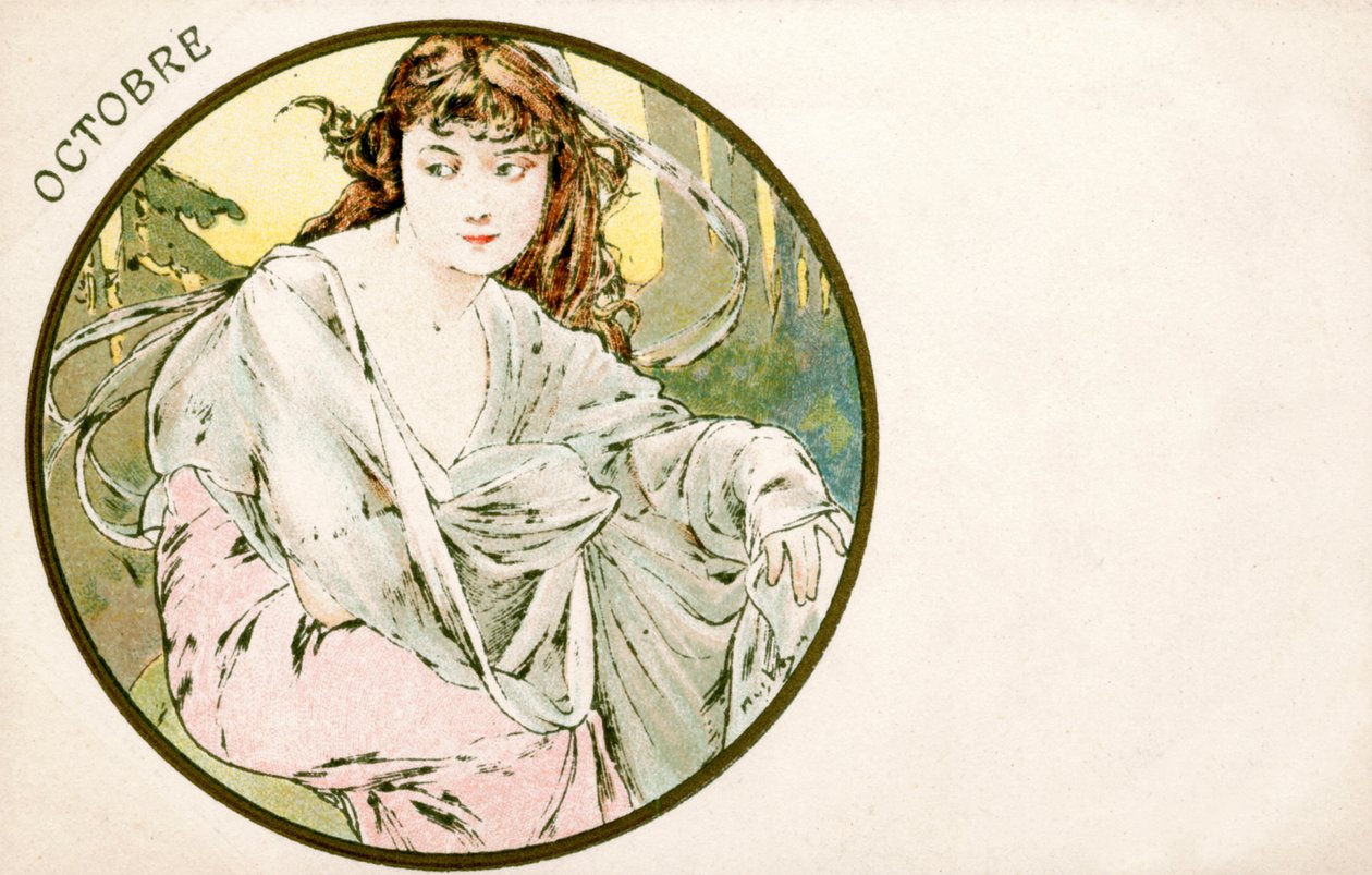 „Październik”, 1900 autorstwa Alphonse Mucha