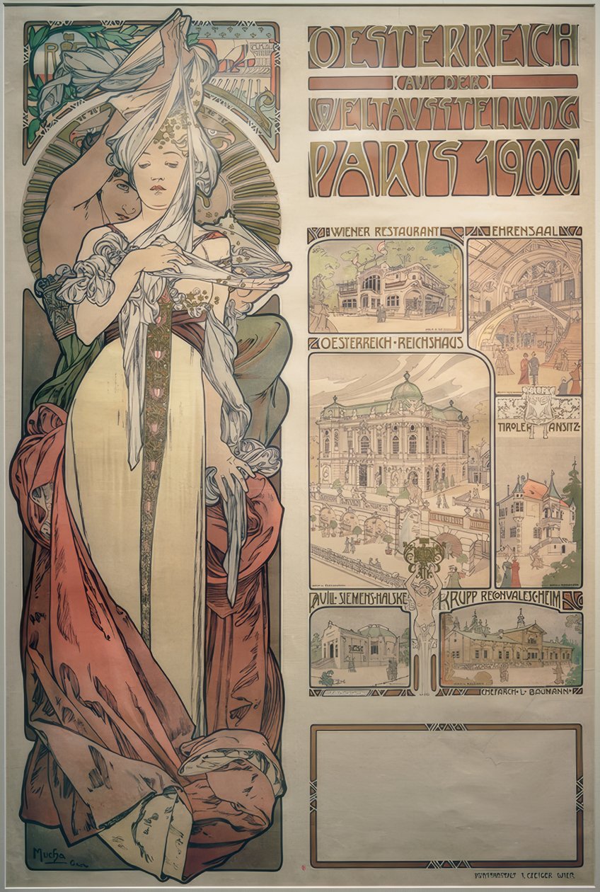 Austria na Wystawie Światowej w Paryżu 1900 autorstwa Alphonse Mucha