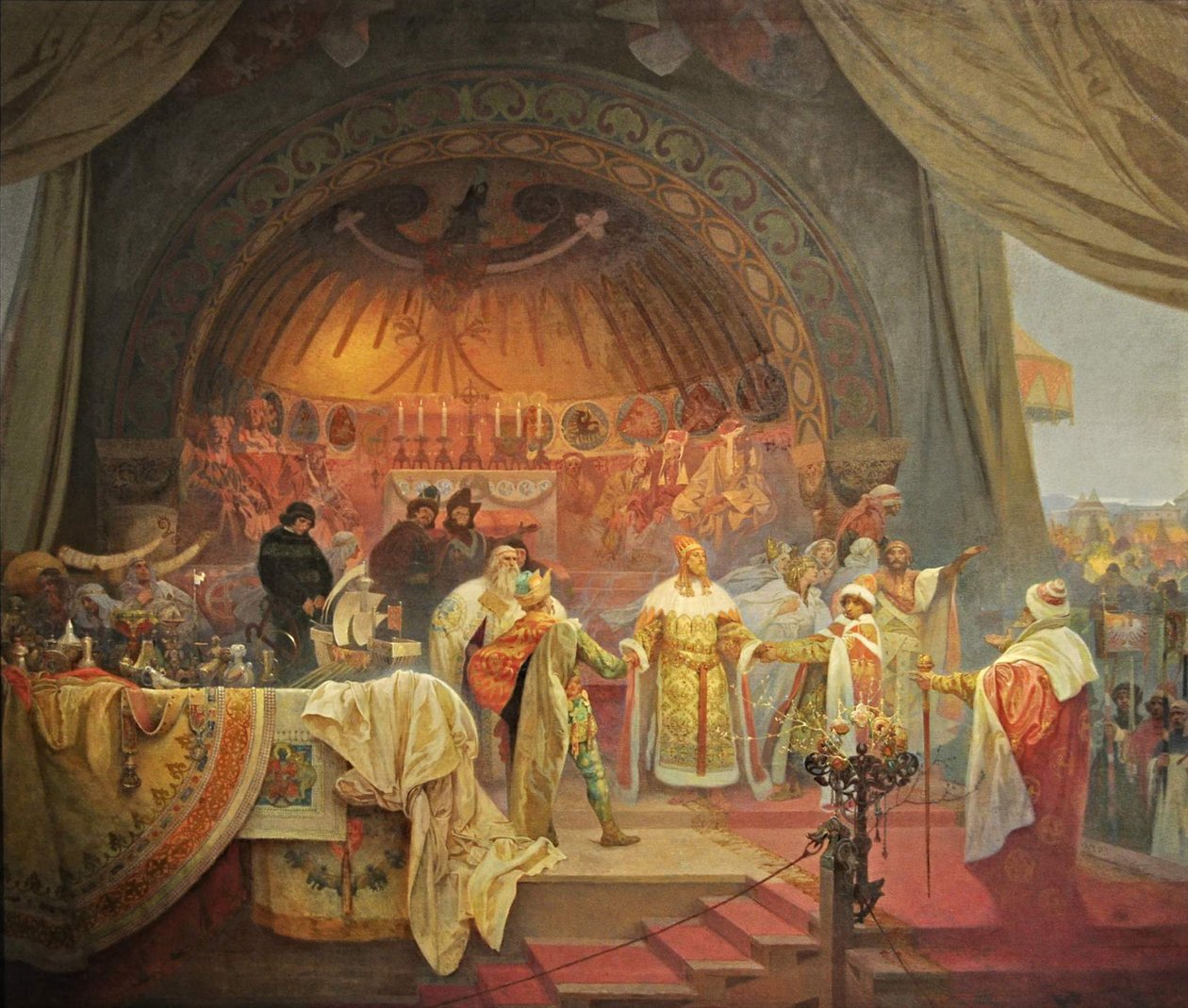 Ottokar II z Czech. Związek Dynastii Słowiańskich Cykl Epopeja słowiańska autorstwa Alphonse Mucha