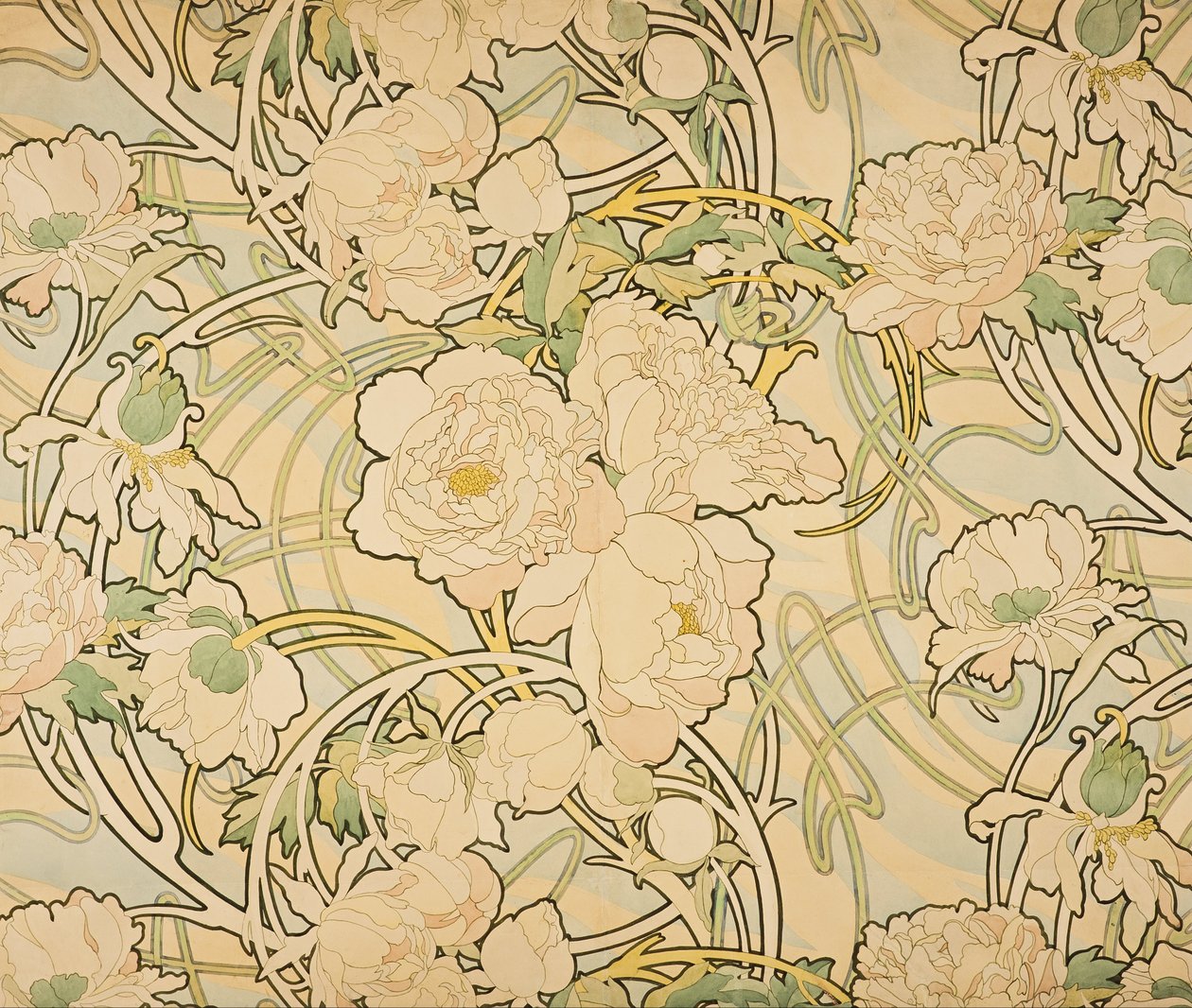 Piwonie autorstwa Alphonse Mucha