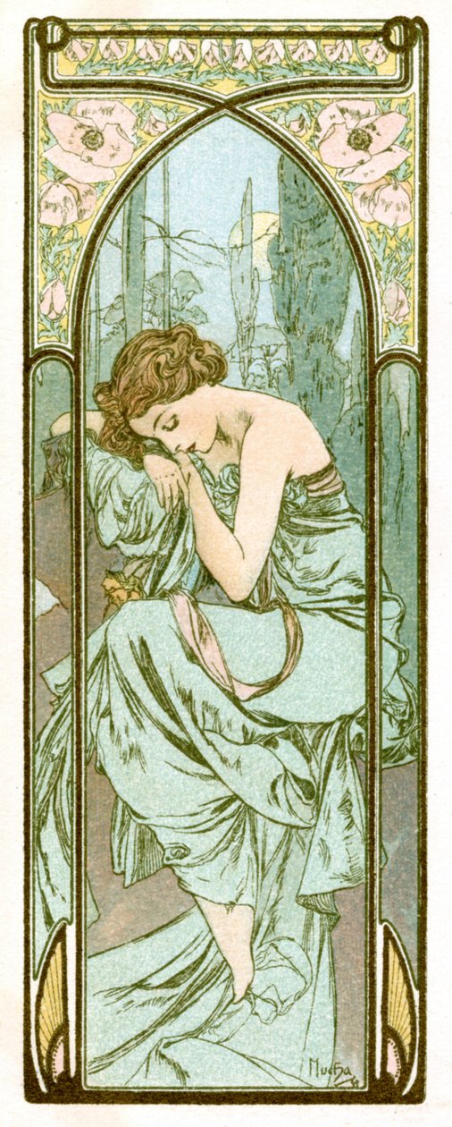„Spoczynek nocy”, 1899 autorstwa Alphonse Mucha