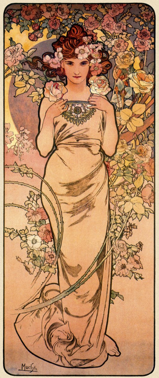 Róża, z cyklu Cztery kwiaty, 1897 autorstwa Alphonse Mucha