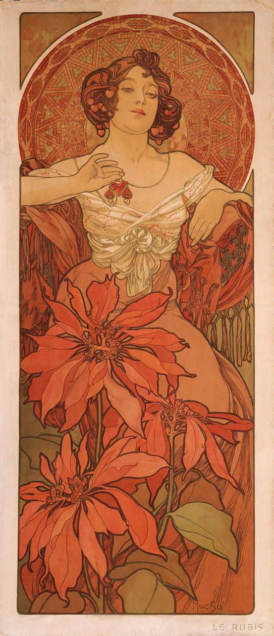 Rubin Z serii Klejnoty autorstwa Alphonse Mucha