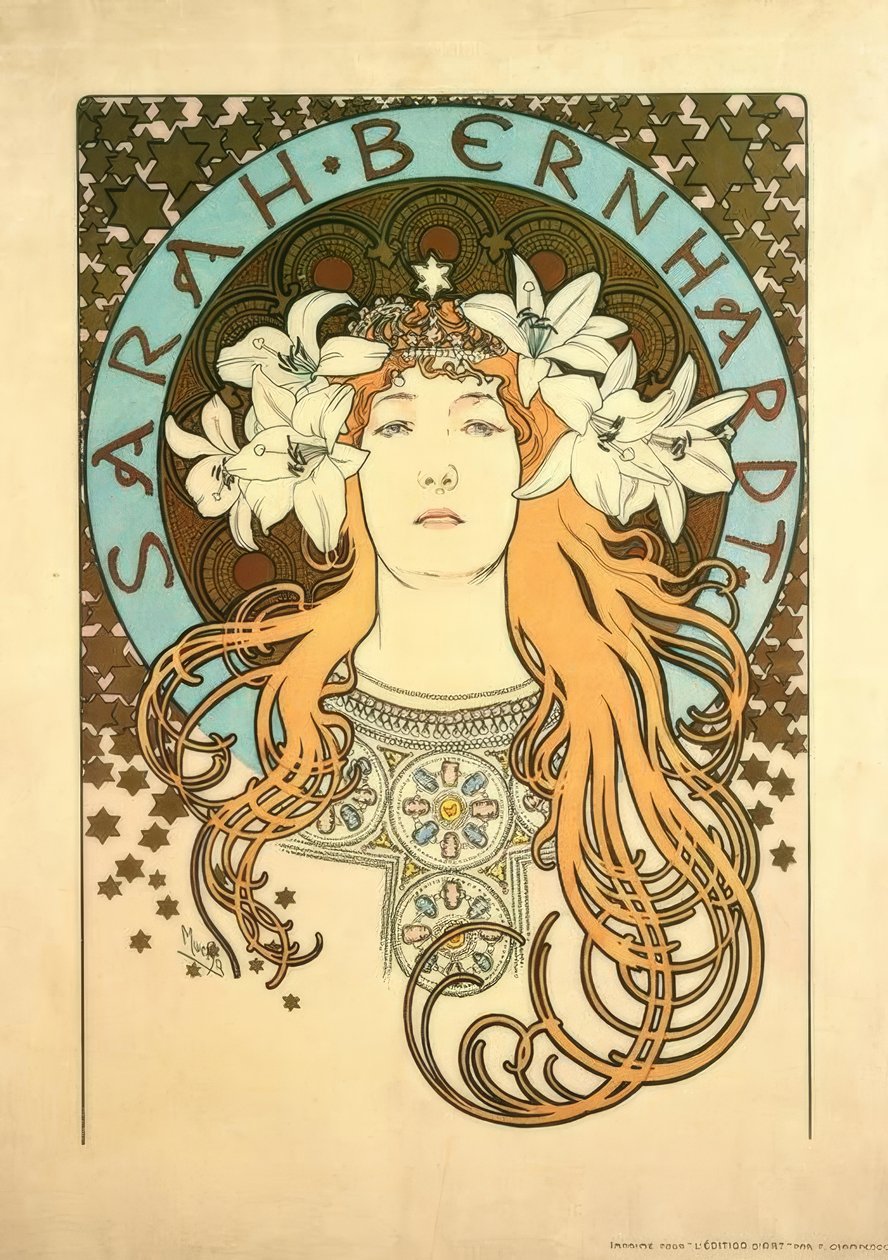 Sarah Bernhardt autorstwa Alphonse Mucha