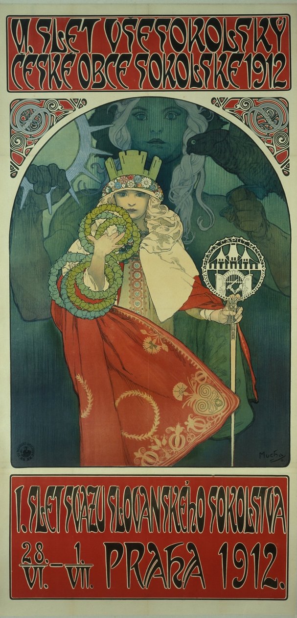 Plakat Festiwalu Sokół autorstwa Alphonse Mucha