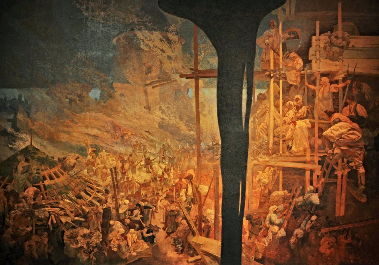 Obrona Szigetu przed Turkami Mikołaja Zrinskiego Cykl Epopeja słowiańska autorstwa Alphonse Mucha
