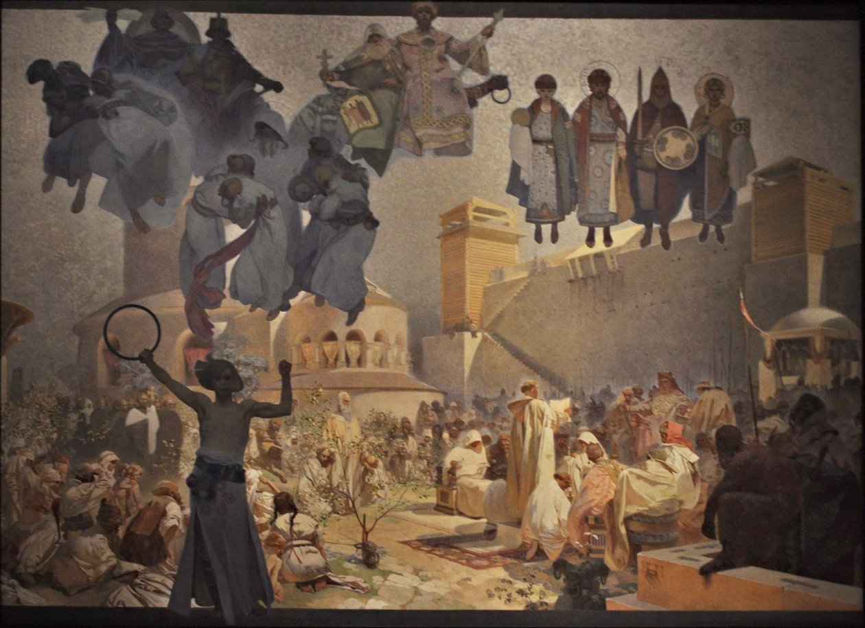 Wprowadzenie do liturgii słowiańskiej Cykl Epopeja słowiańska autorstwa Alphonse Mucha