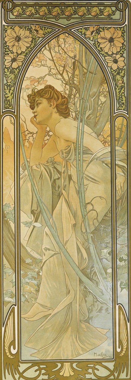 Pory dnia: wieczorny sen autorstwa Alphonse Mucha