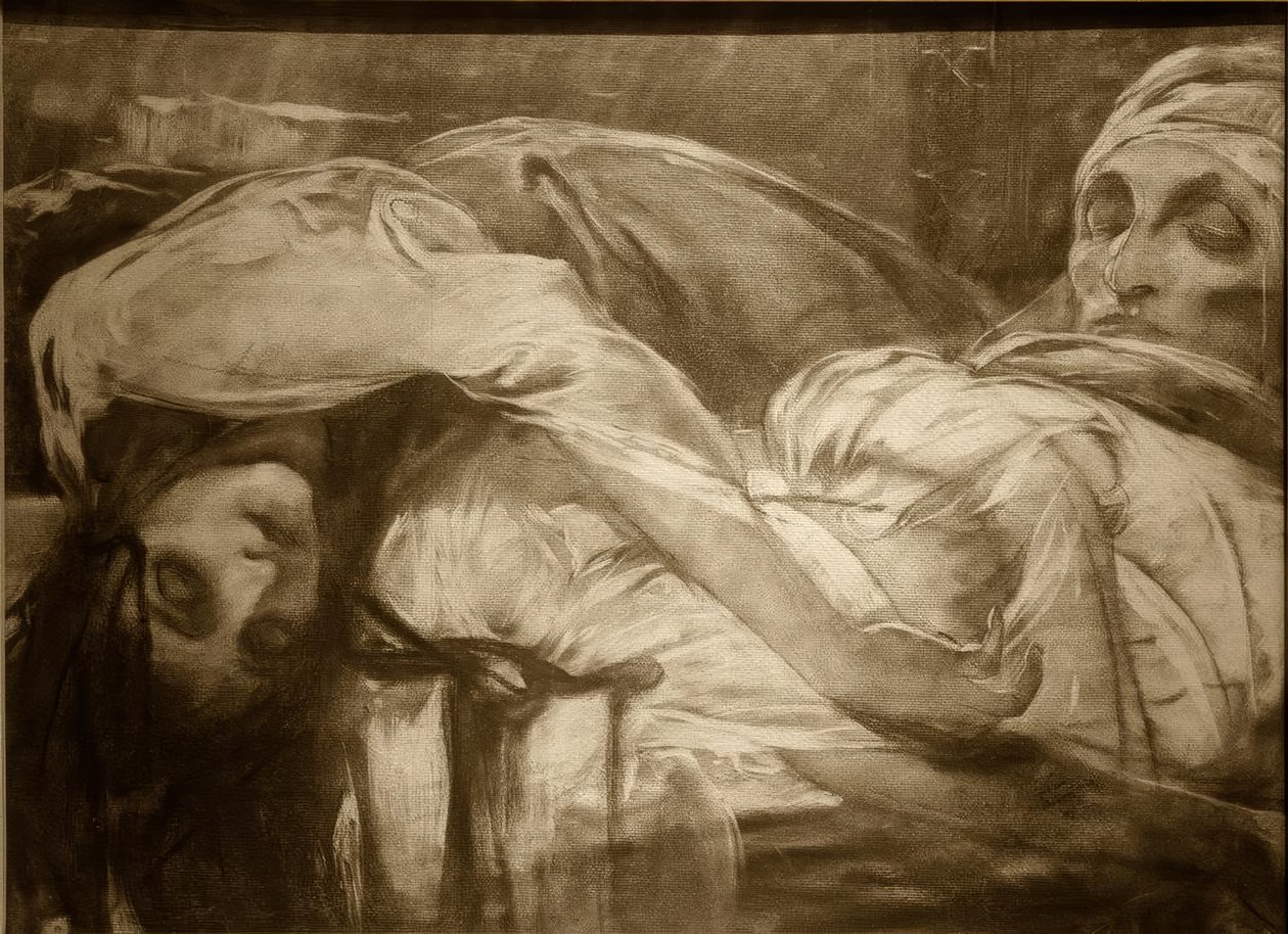 Oblubienica Hasanagi zmarła autorstwa Alphonse Mucha