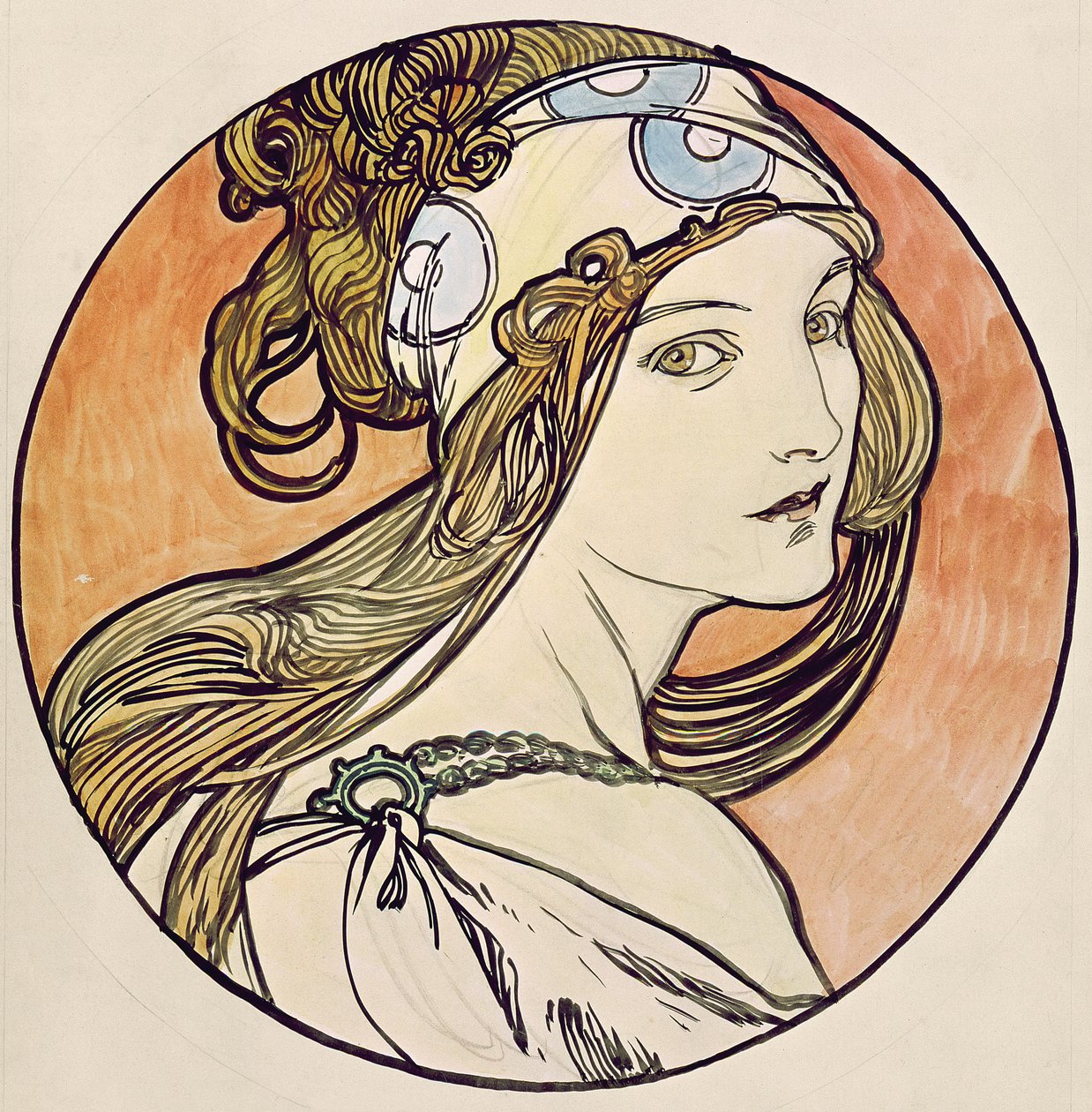 Kobieta w chuście autorstwa Alphonse Mucha