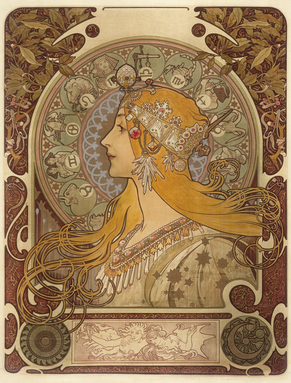 Zodiak, 1896 autorstwa Alphonse Mucha