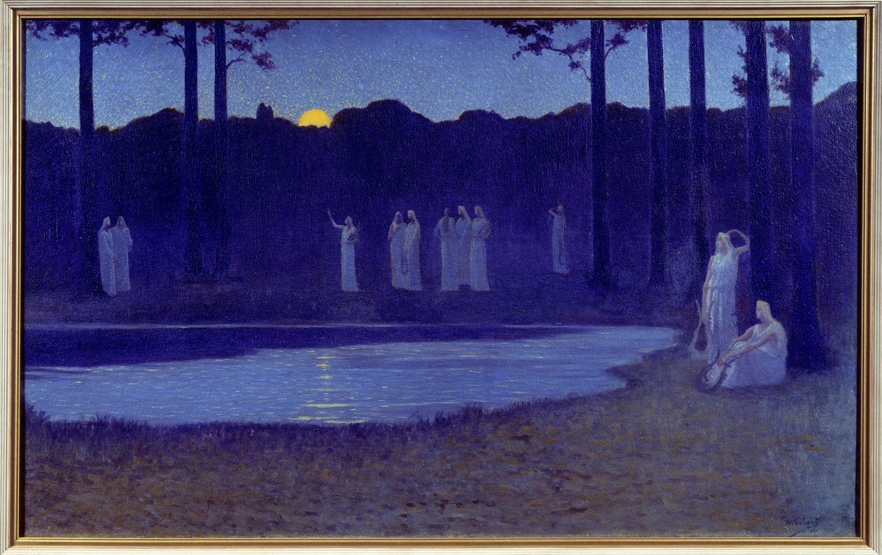 Symbolizm: „”Chants de nuit”” Obraz Alphonse Osbert (1857-1939) 1896 Nd. 0,77x1,24 m Paryż, musee d