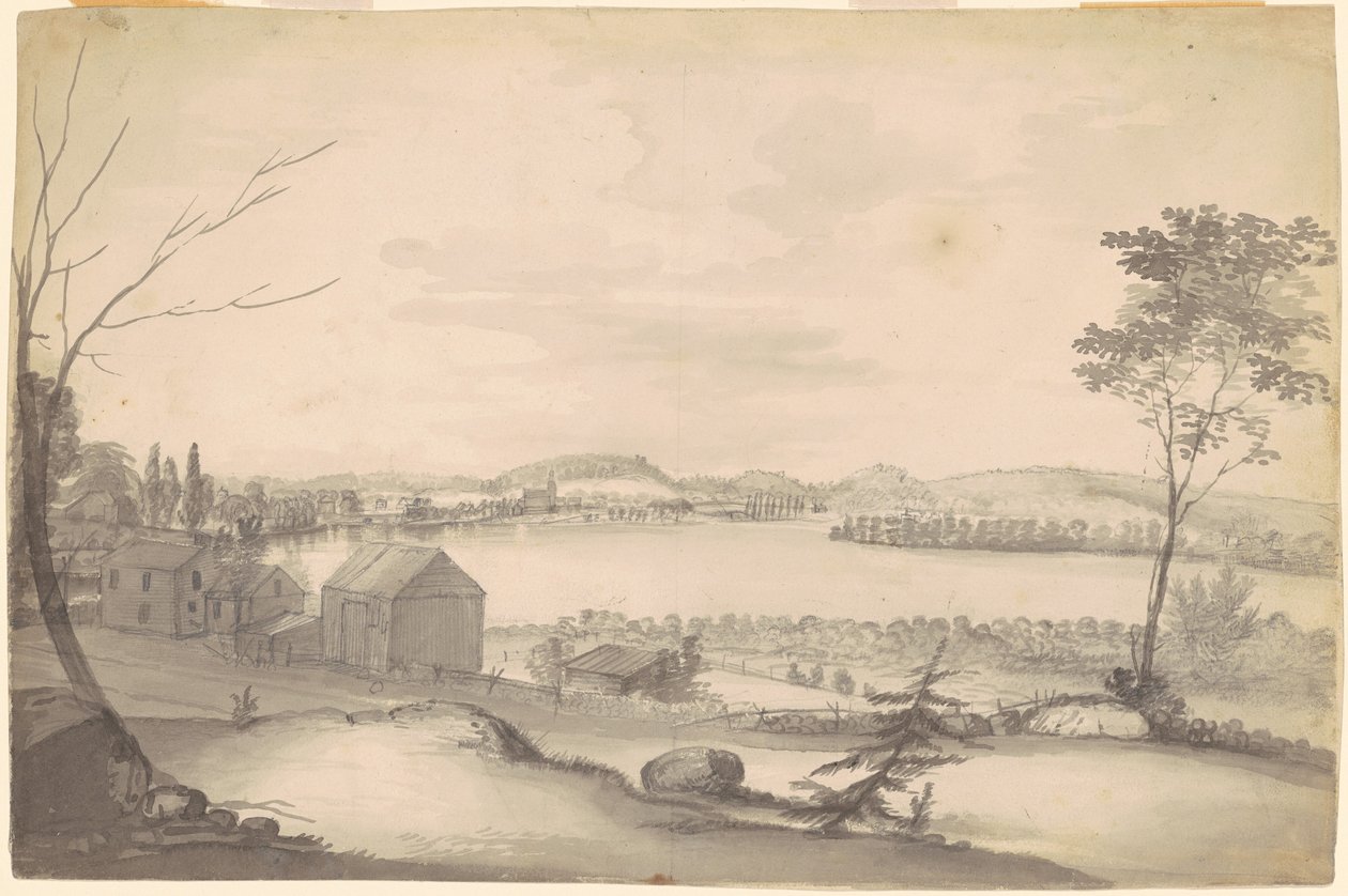 Studium dla „Widok Springfield na rzece Connecticut” autorstwa Alvan T. Fisher