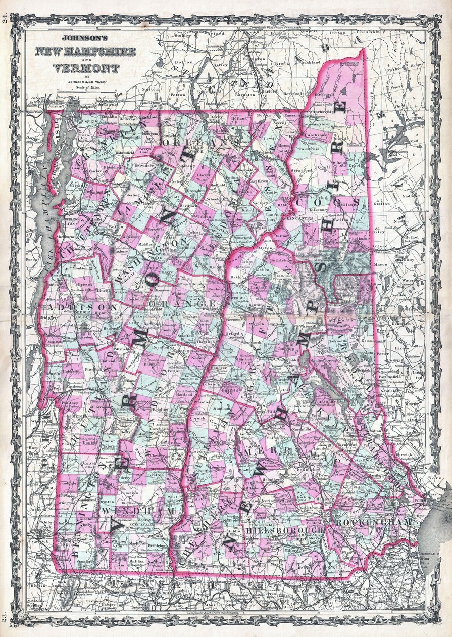 New Hampshire i Vermont firmy Johnson autorstwa Alvin Jewett Johnson