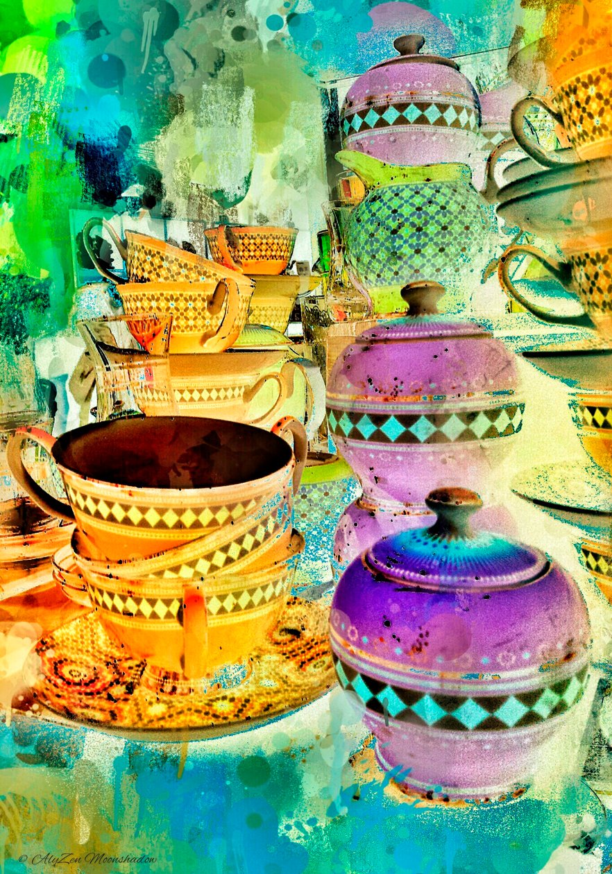 Gold and Purple Stacks, 2014, (fonografia cyfrowa z mieszanych mediów) autorstwa AlyZen Moonshadow