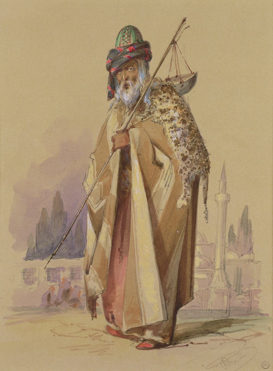 Derwisz ze skórą lamparta, ok.1855 autorstwa Amadeo Preziosi