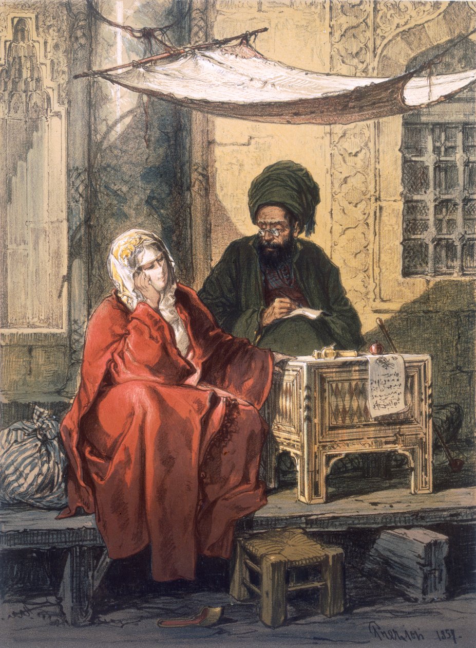 Pisanie listów, 1858 autorstwa Amadeo Preziosi