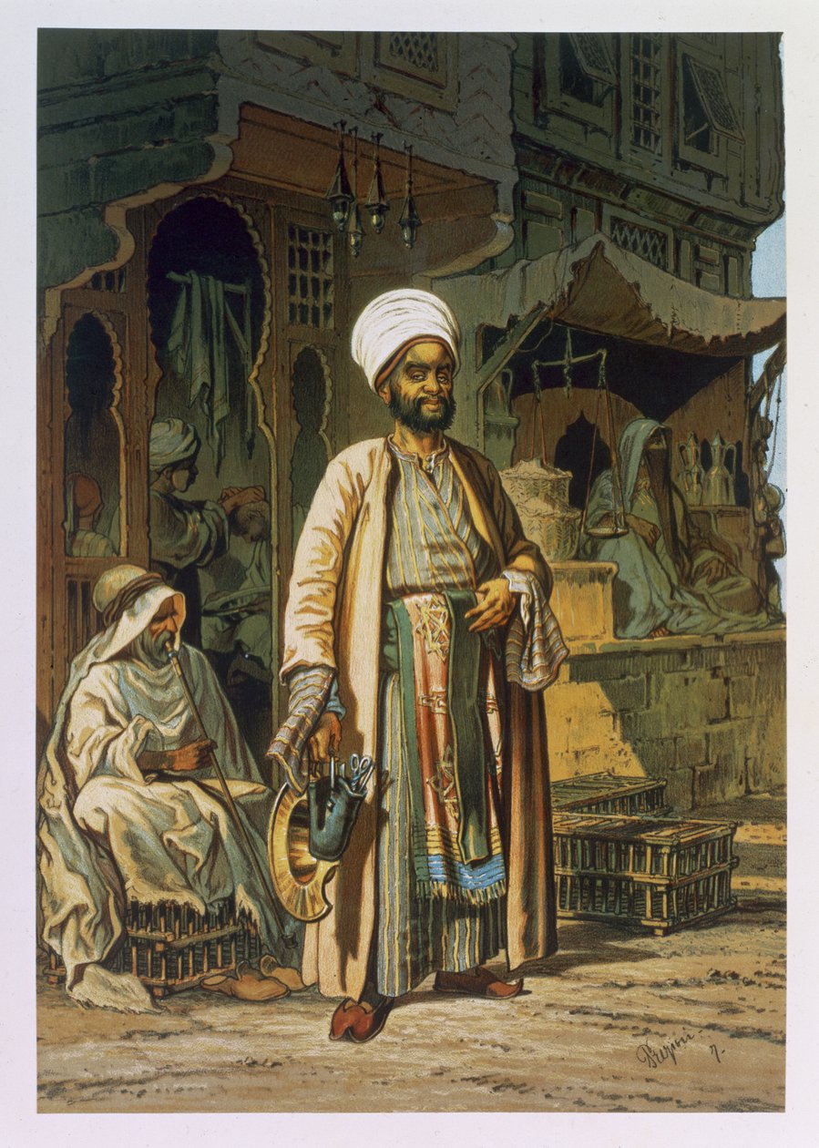 Fryzjer, z „Pamiątka z Kairu”, 1862 autorstwa Amadeo Preziosi