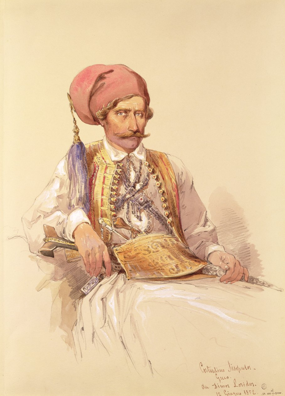 Konstantyn Sisopulos, 1852 r. autorstwa Amadeo Preziosi