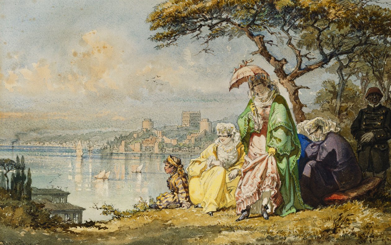 Panie nad Bosforem z Rumeli Hisar Beyond, 1873 autorstwa Amadeo Preziosi